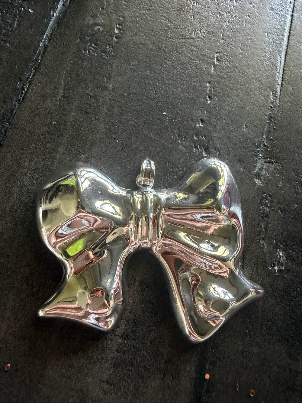 Polished Silver Bow Pendant Necklace Charm